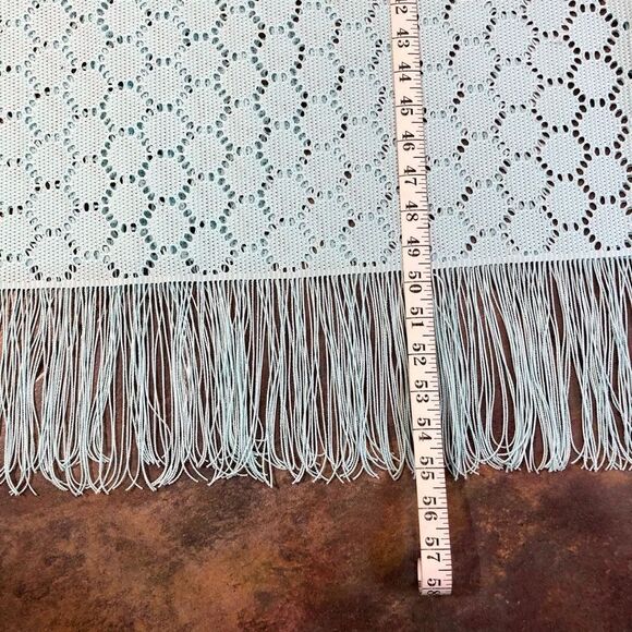Melissa Paige Crochet Lace Maxi Sea Foam Teal Fringe on Bottom Medium - Picture 9 of 14